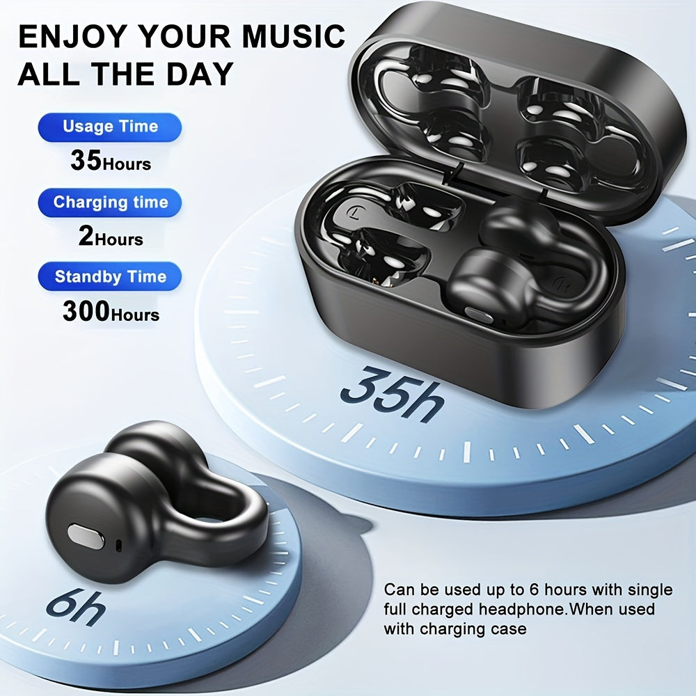 Wireless Sports Clip-On Earbuds with Long Battery Life, Bluetooth for Everyday Use.