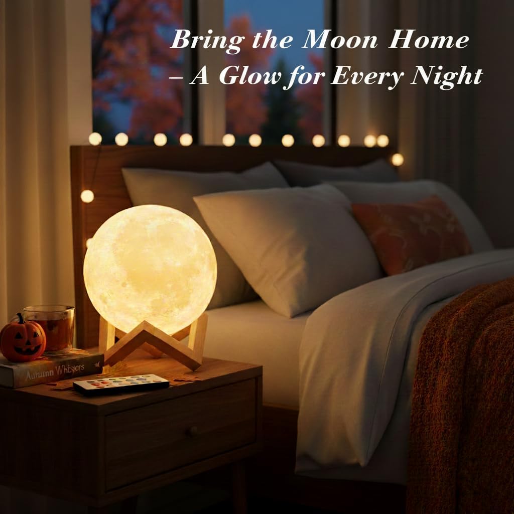 16-Color LED Moon Lamp with Remote and Stand