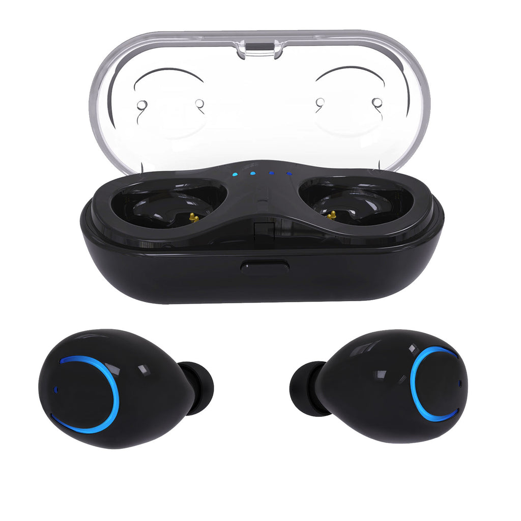 Wireless TWS Earbuds with Stereo Sound, Noise-Reducing Mic, and Charging Case.