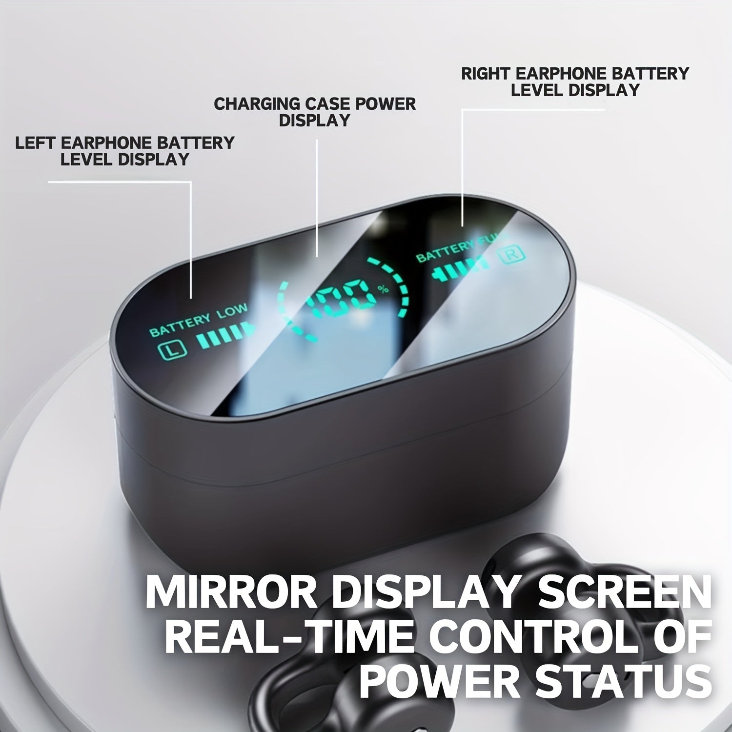 Wireless Sports Clip-On Earbuds with Long Battery Life, Bluetooth for Everyday Use.