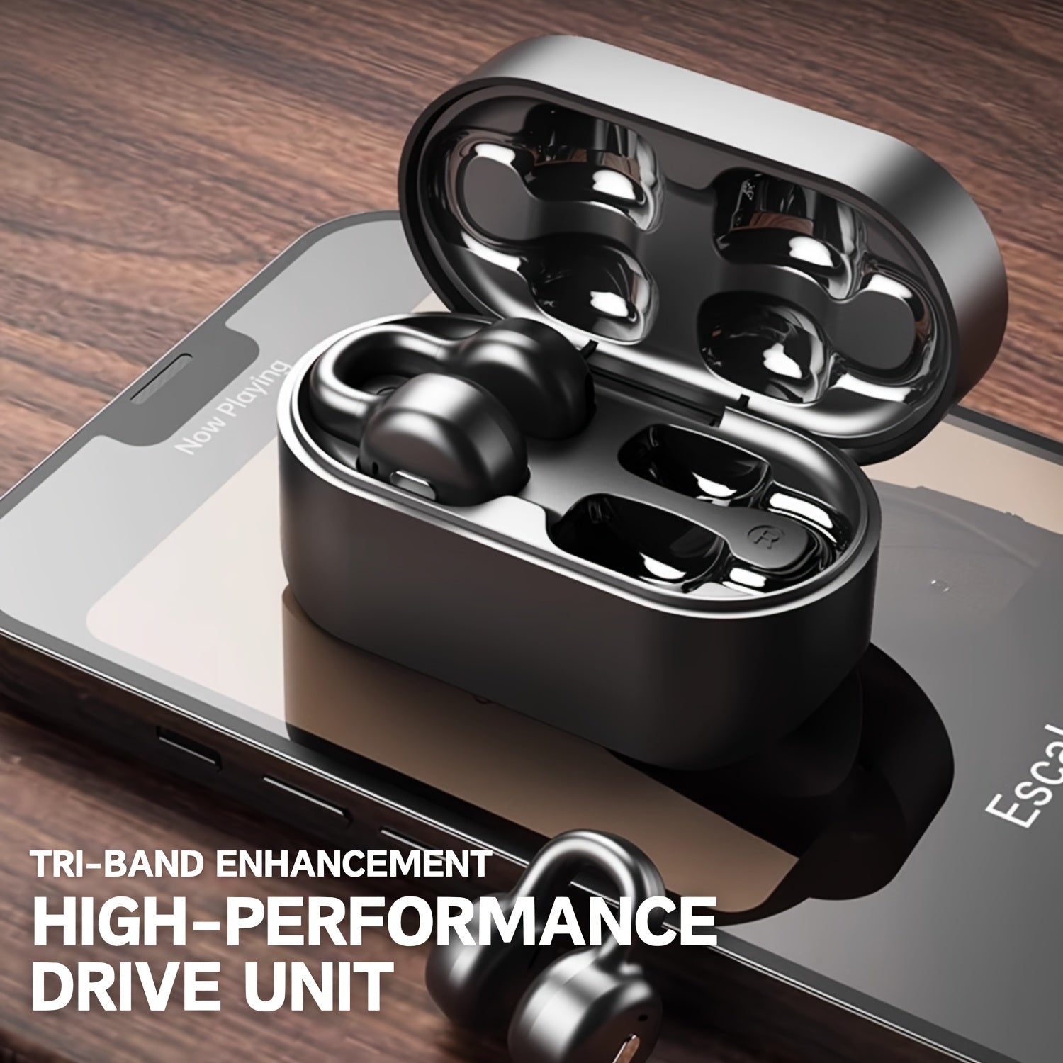 Wireless Sports Clip-On Earbuds with Long Battery Life, Bluetooth for Everyday Use.