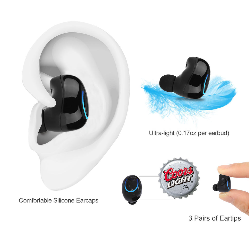 Wireless TWS Earbuds with Stereo Sound, Noise-Reducing Mic, and Charging Case.