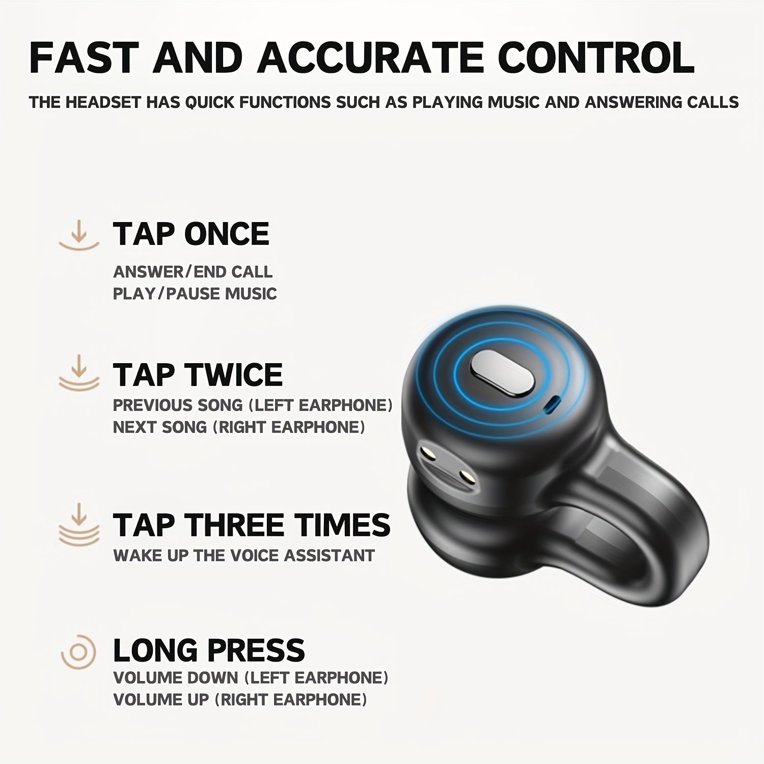 Wireless Sports Clip-On Earbuds with Long Battery Life, Bluetooth for Everyday Use.