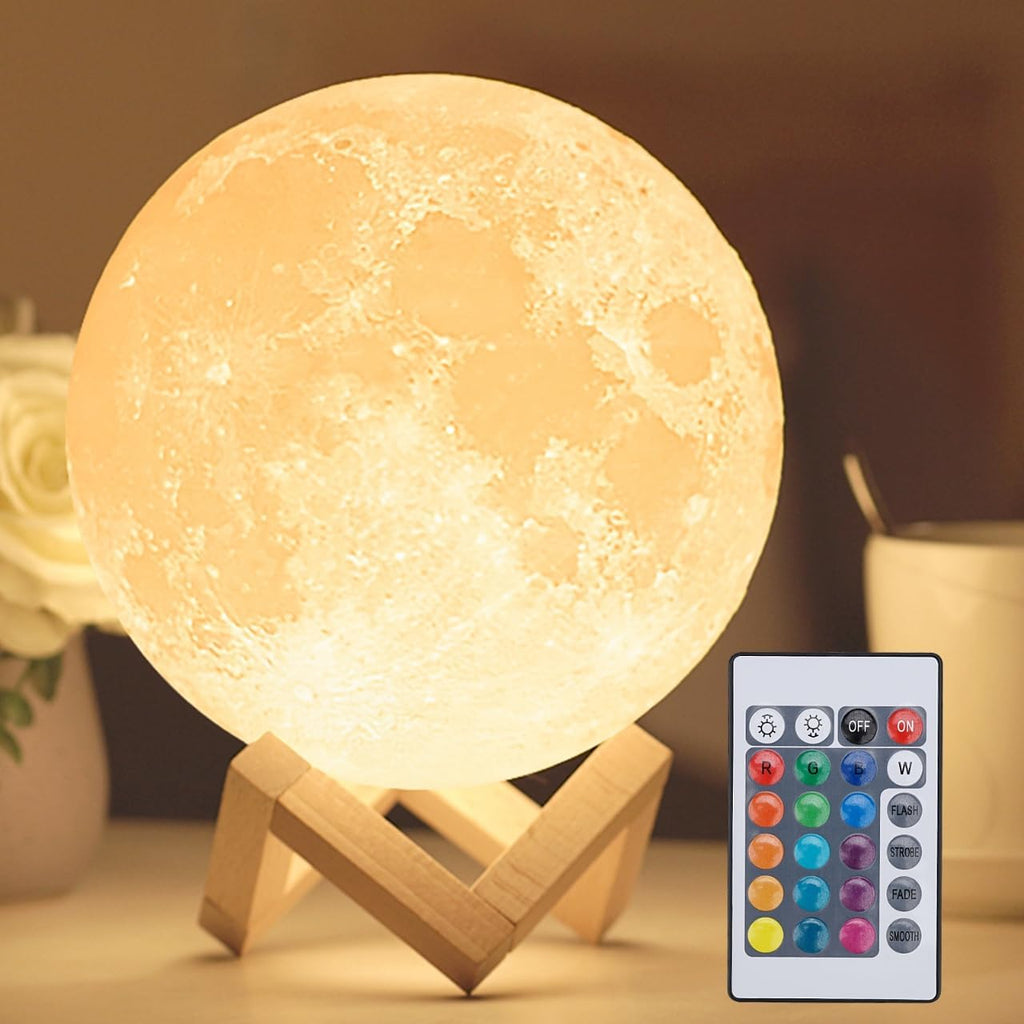 16-Color LED Moon Lamp with Remote and Stand